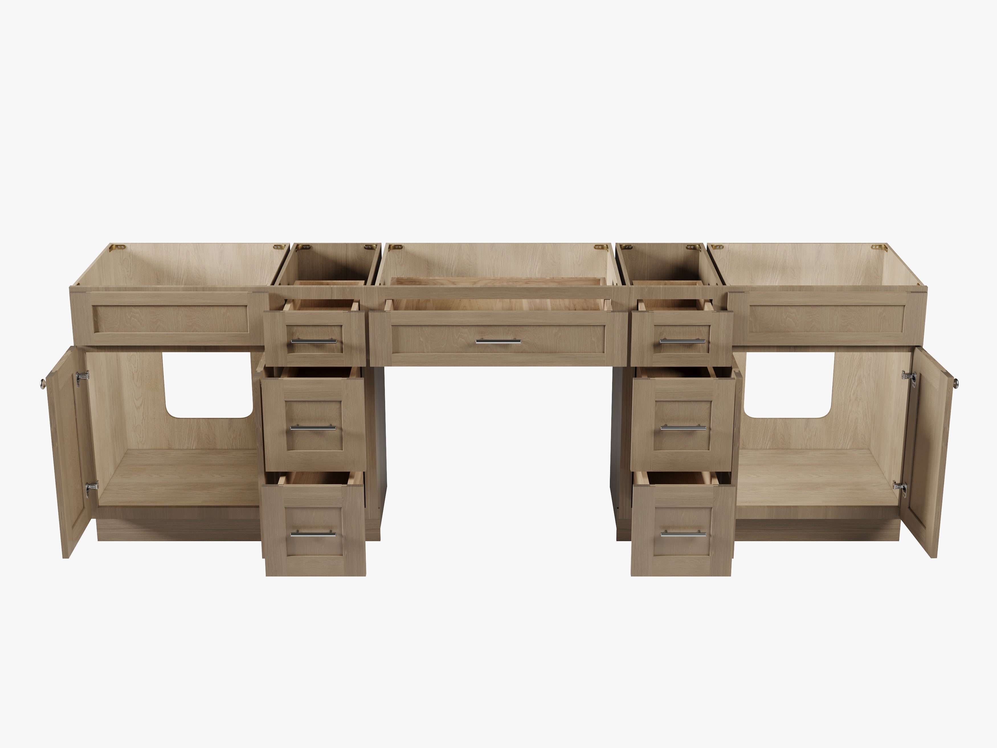 102 Double Bathroom Vanity Base Only With 7 Drawers