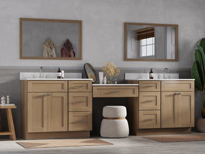 108'' Double Bathroom Vanity with Quartz Top, 7 Drawers