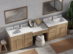 108'' Double Bathroom Vanity with Quartz Top, 7 Drawers