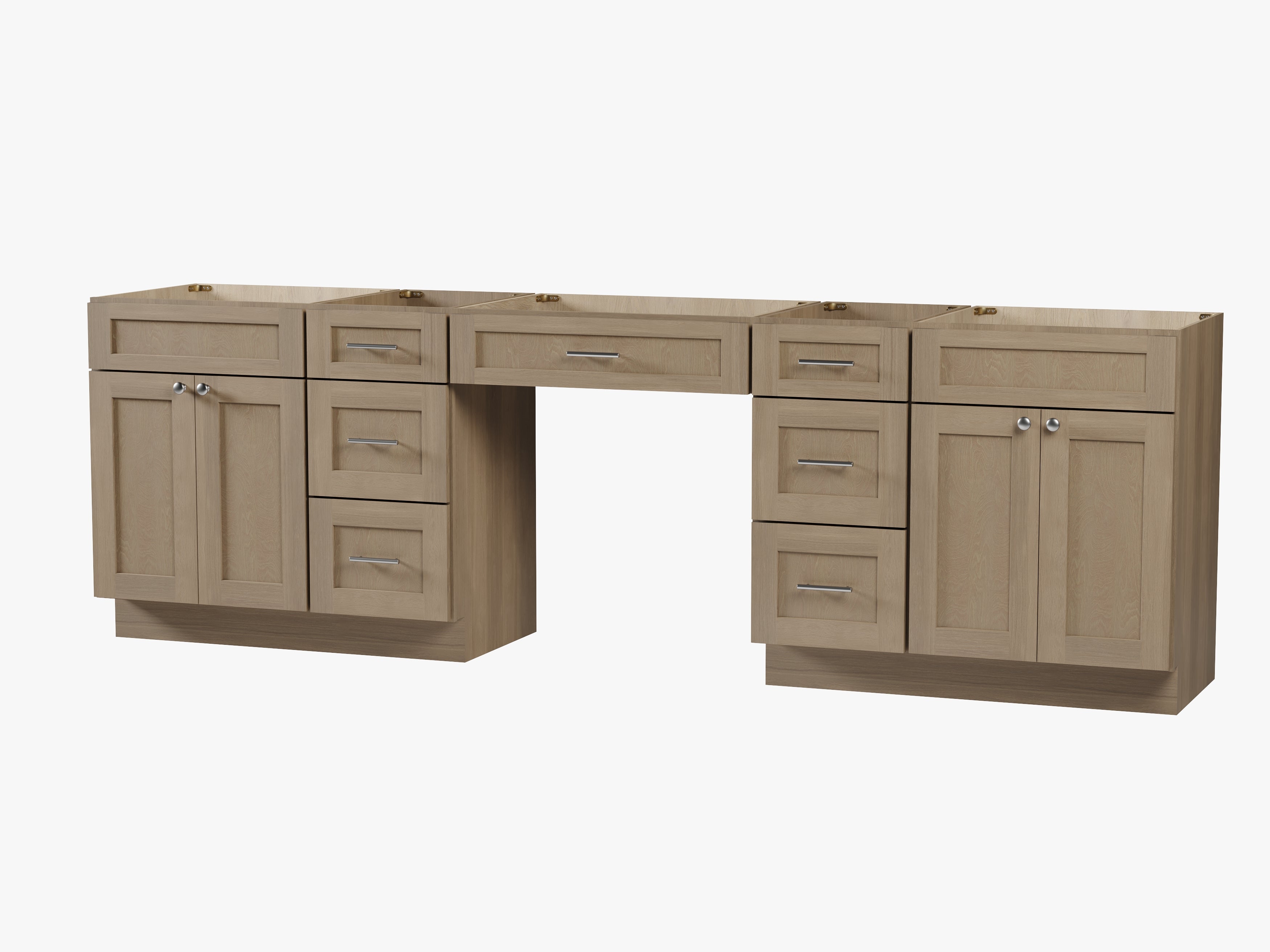 108 Double Bathroom Vanity Base Only With 7 Drawers