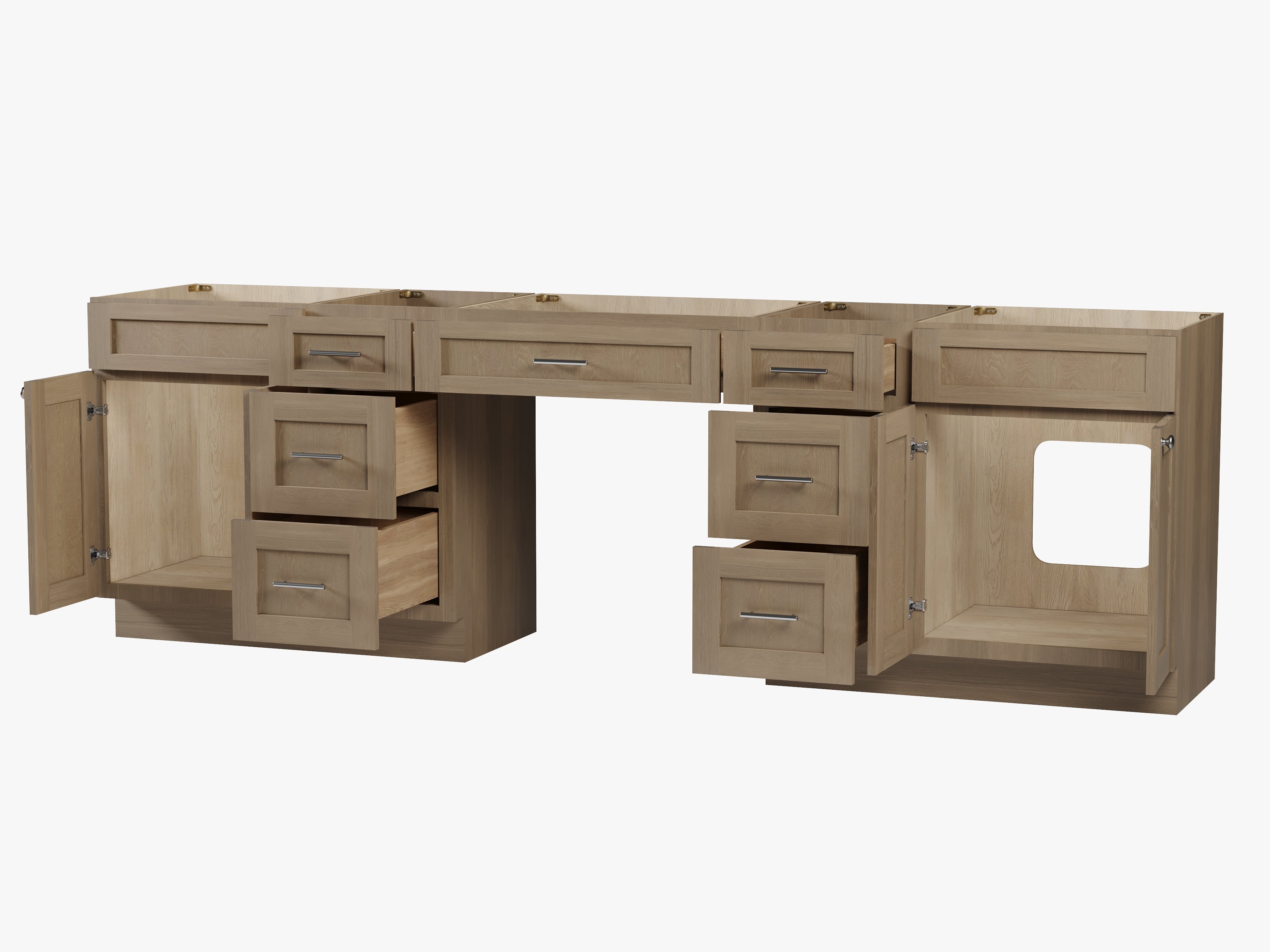 108 Double Bathroom Vanity Base Only With 7 Drawers