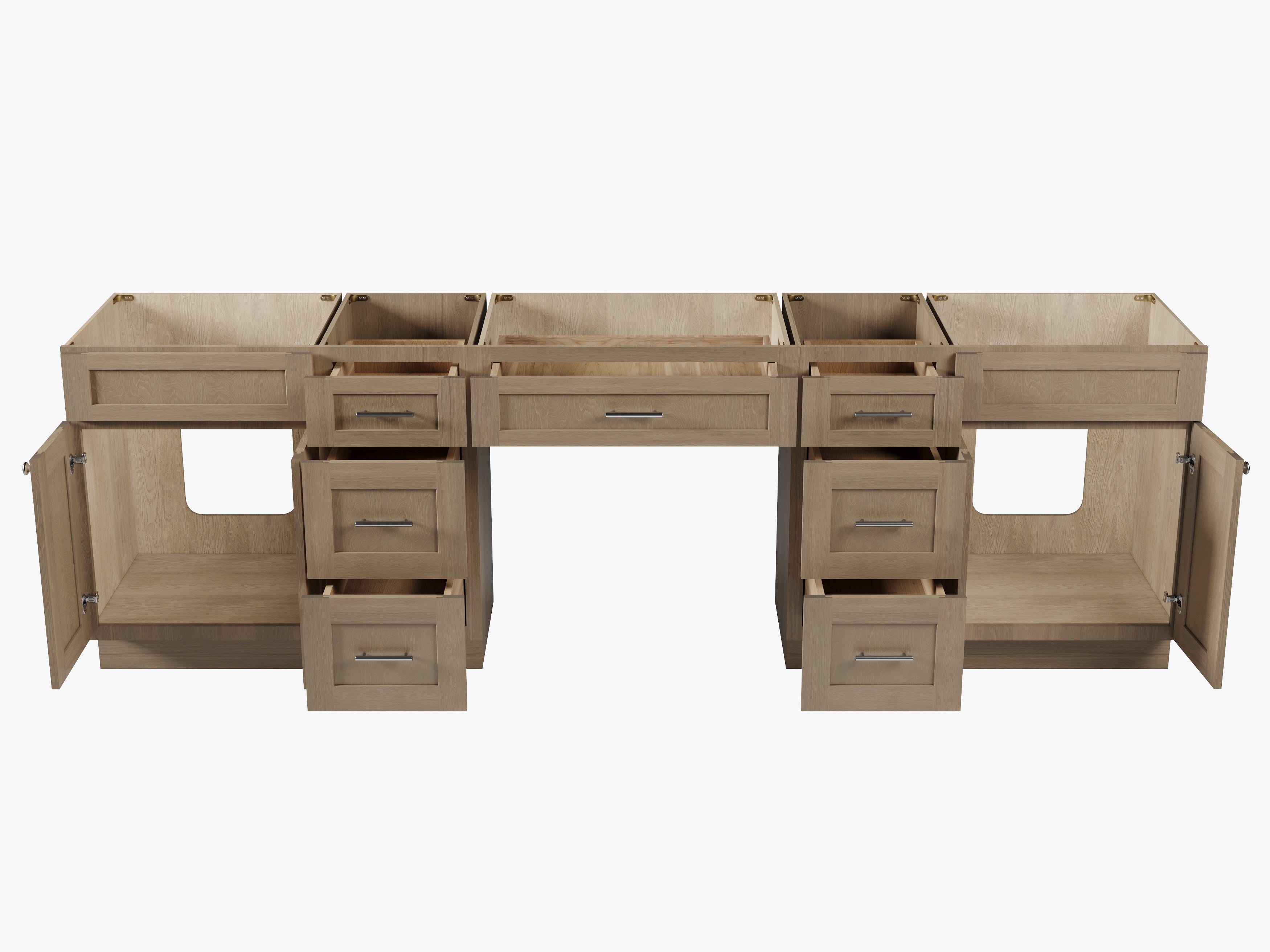 108 Double Bathroom Vanity Base Only With 7 Drawers