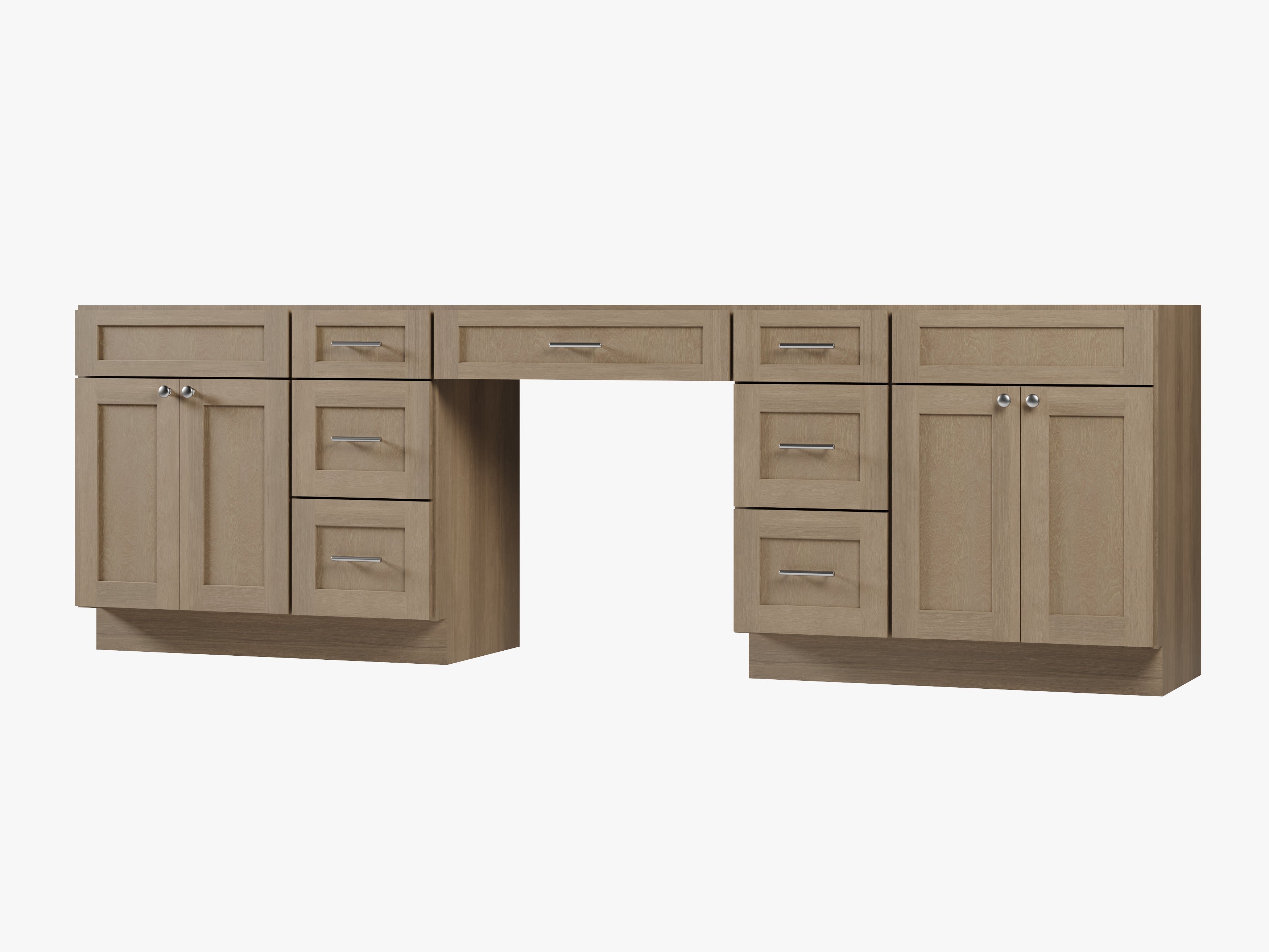 108 Double Bathroom Vanity Base Only With 7 Drawers