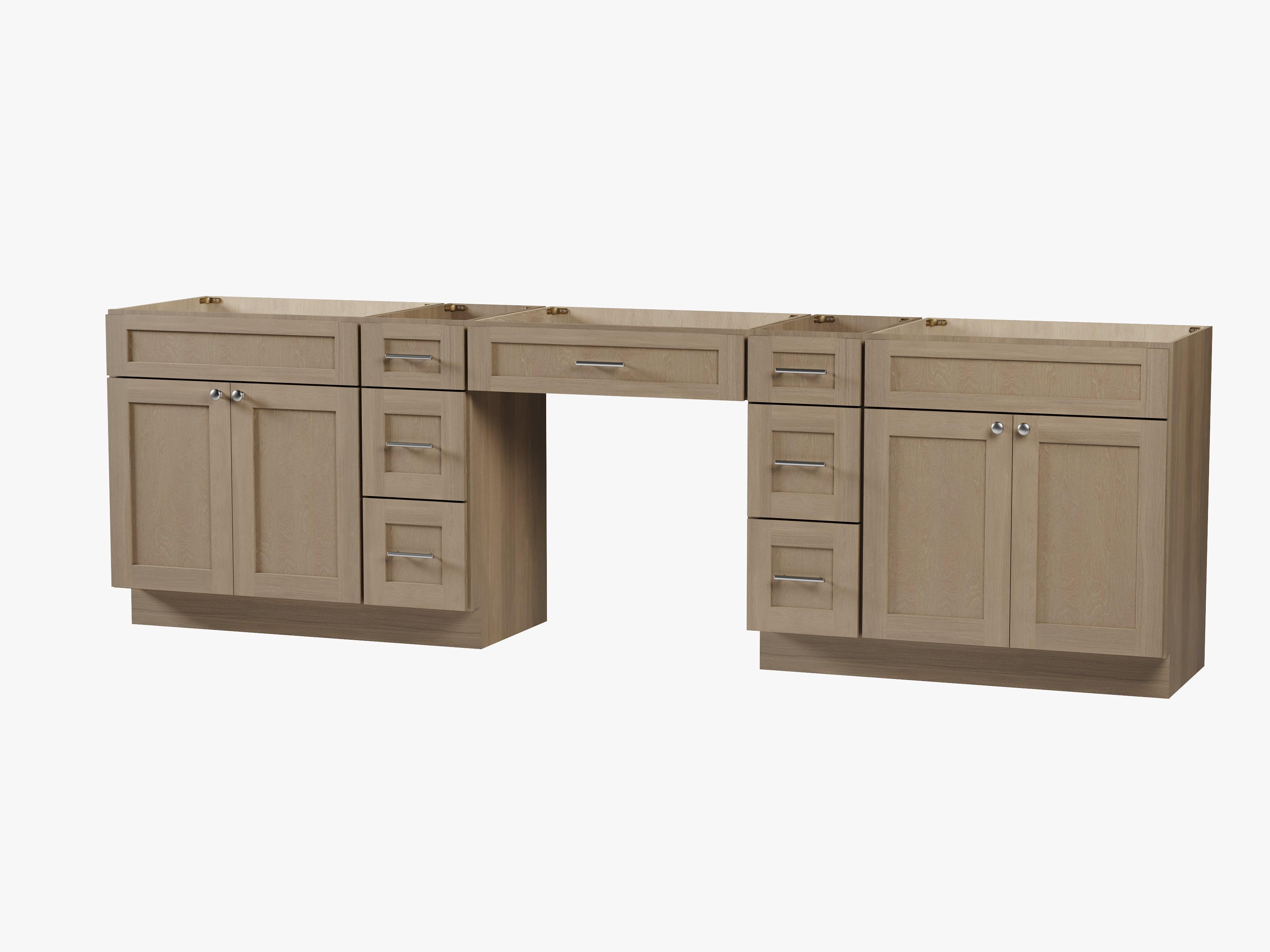 114 Double Bathroom Vanity Base Only With 7 Drawers