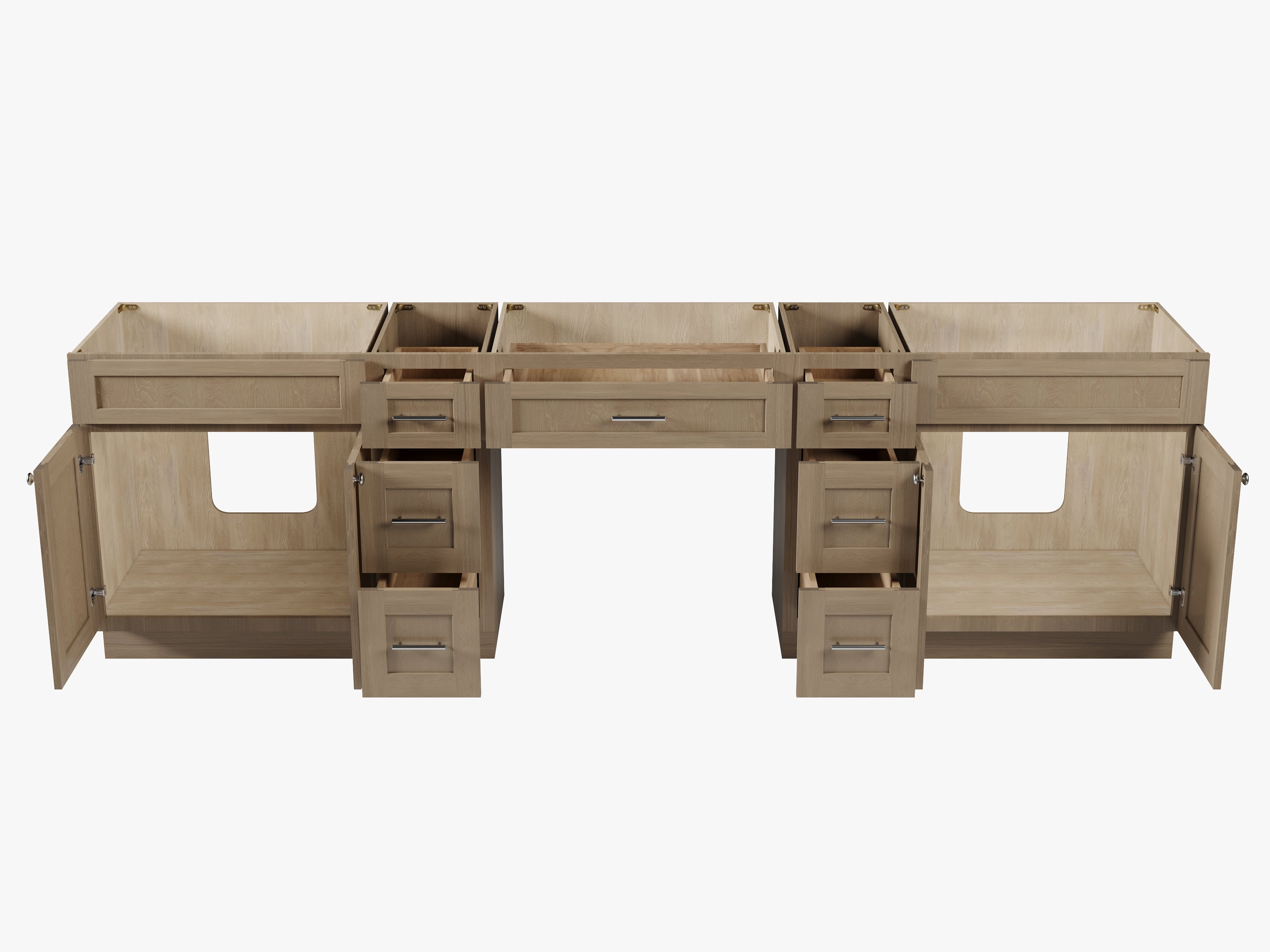 114 Double Bathroom Vanity Base Only With 7 Drawers