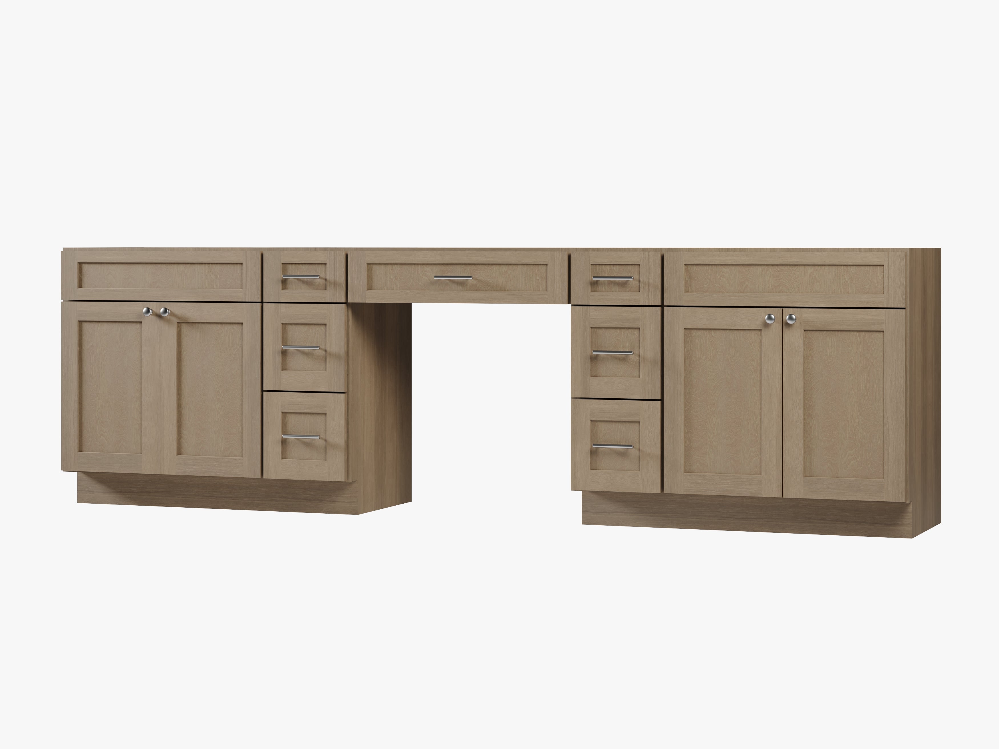 114 Double Bathroom Vanity Base Only With 7 Drawers