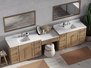Disar 132'' Double Bathroom Vanity Desk With Carrara Quartz Top, 7 Drawers