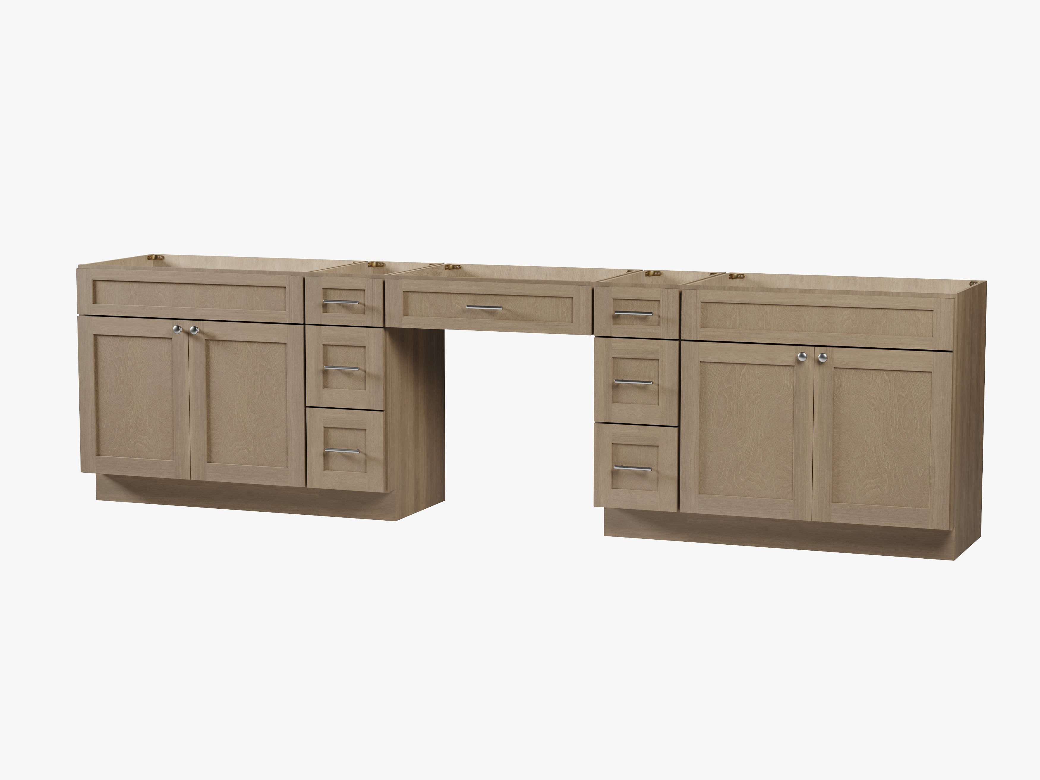 126 Double Bathroom Vanity Base Only With 7 Drawers
