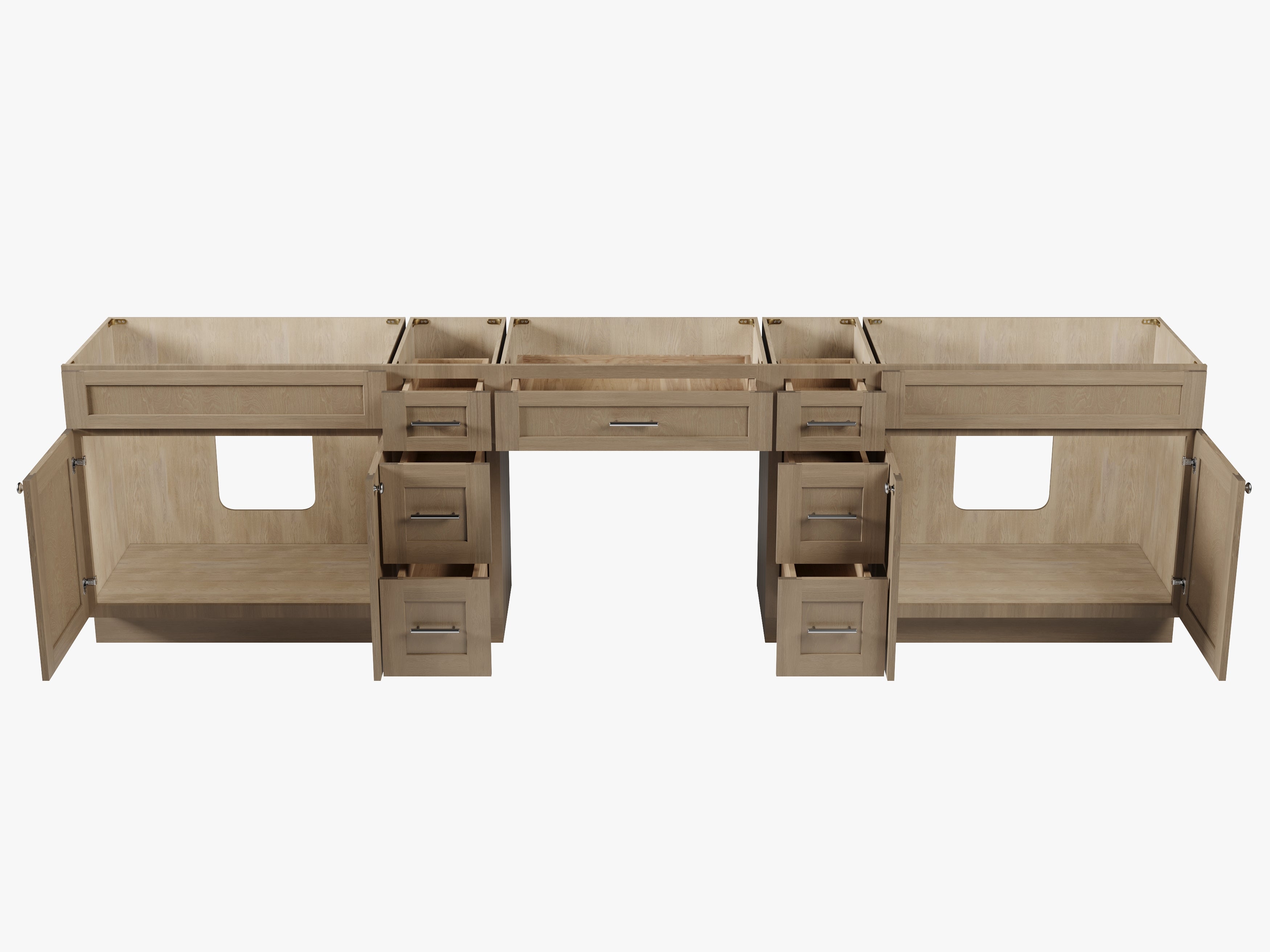 126 Double Bathroom Vanity Base Only With 7 Drawers