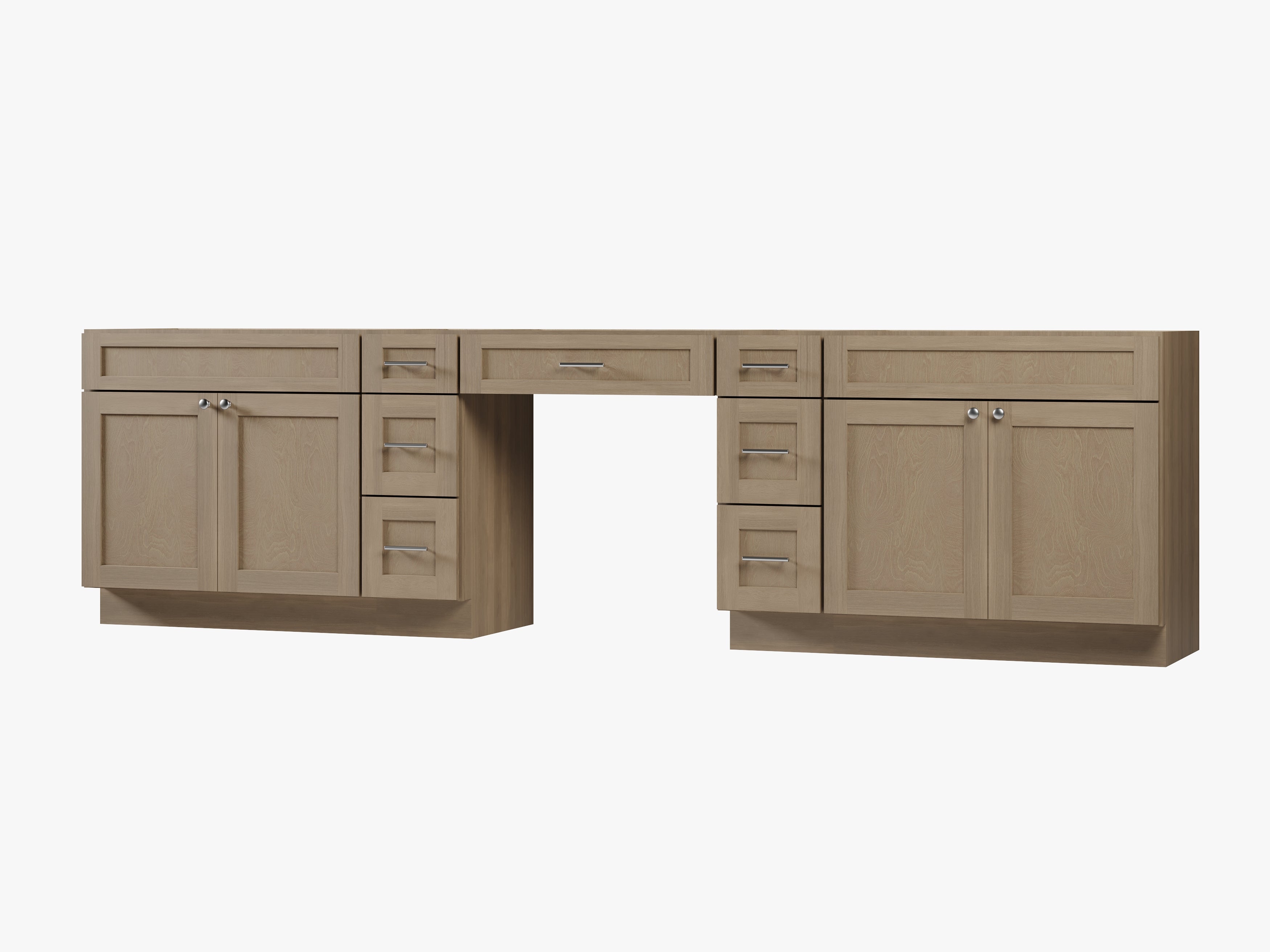 126 Double Bathroom Vanity Base Only With 7 Drawers