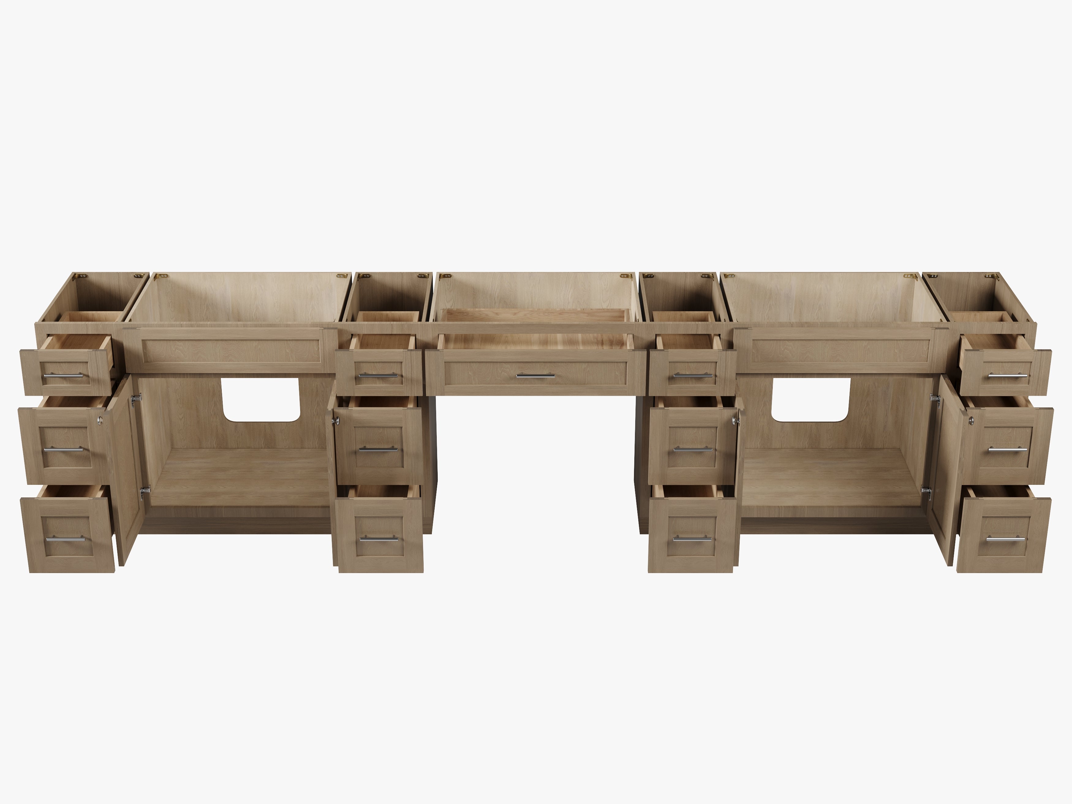 138'' Double Bathroom Vanity Base Only With 13 Drawers