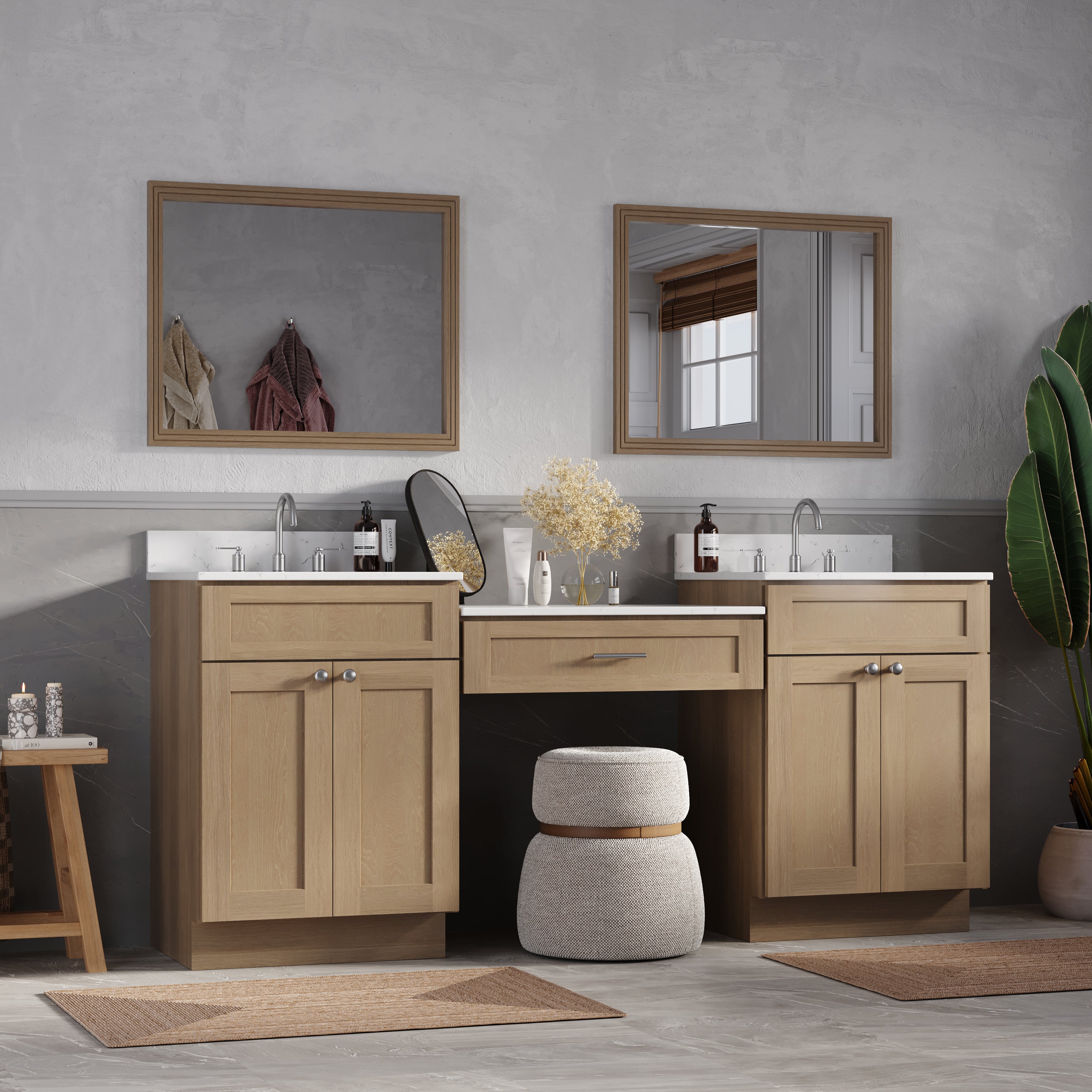 79'' Double Bathroom Vanity Desk with Quartz Top