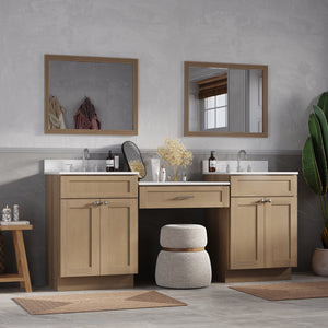 79'' Double Bathroom Vanity Desk with Quartz Top