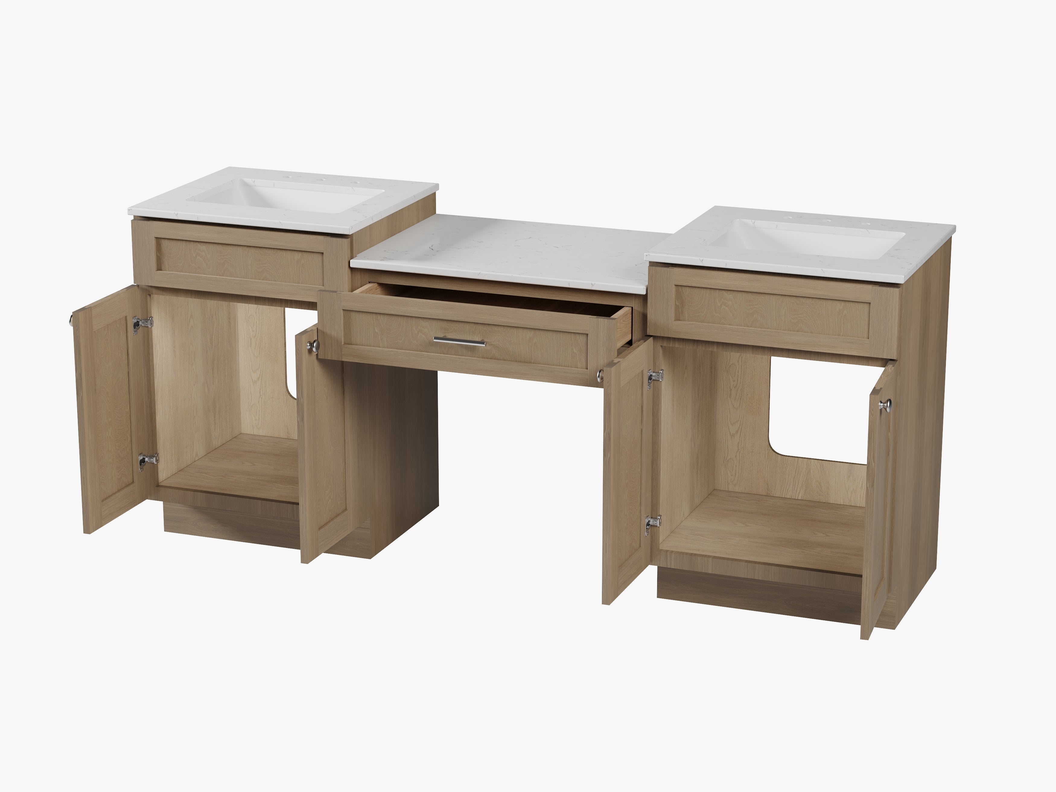 79'' Double Bathroom Vanity Desk with Quartz Top