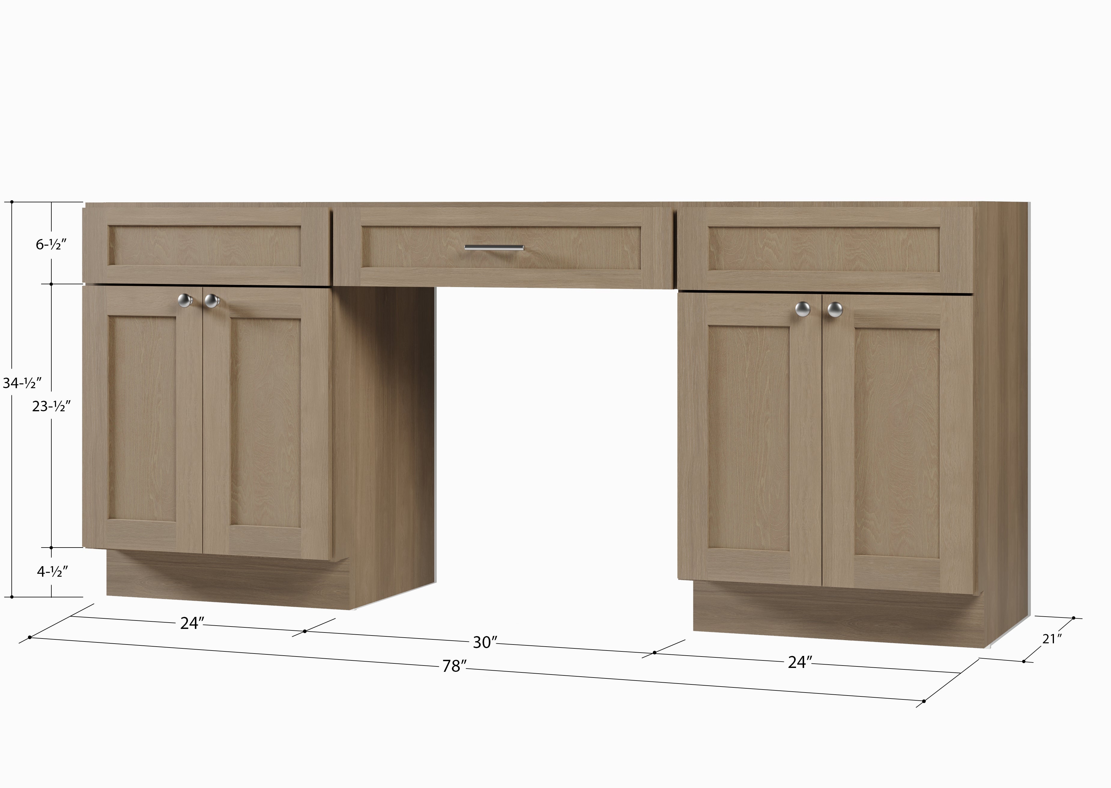 78" Double Bathroom Vanity Base Only