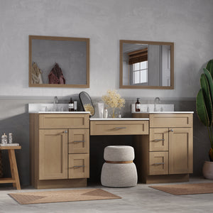 78'' Double Bathroom Vanity Desk  With Carrara Quartz Top, 5 Drawers