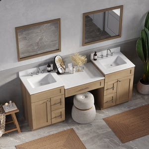 78'' Double Bathroom Vanity Desk  With Carrara Quartz Top, 5 Drawers