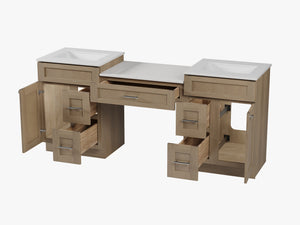 78'' Double Bathroom Vanity Desk  With Carrara Quartz Top, 5 Drawers