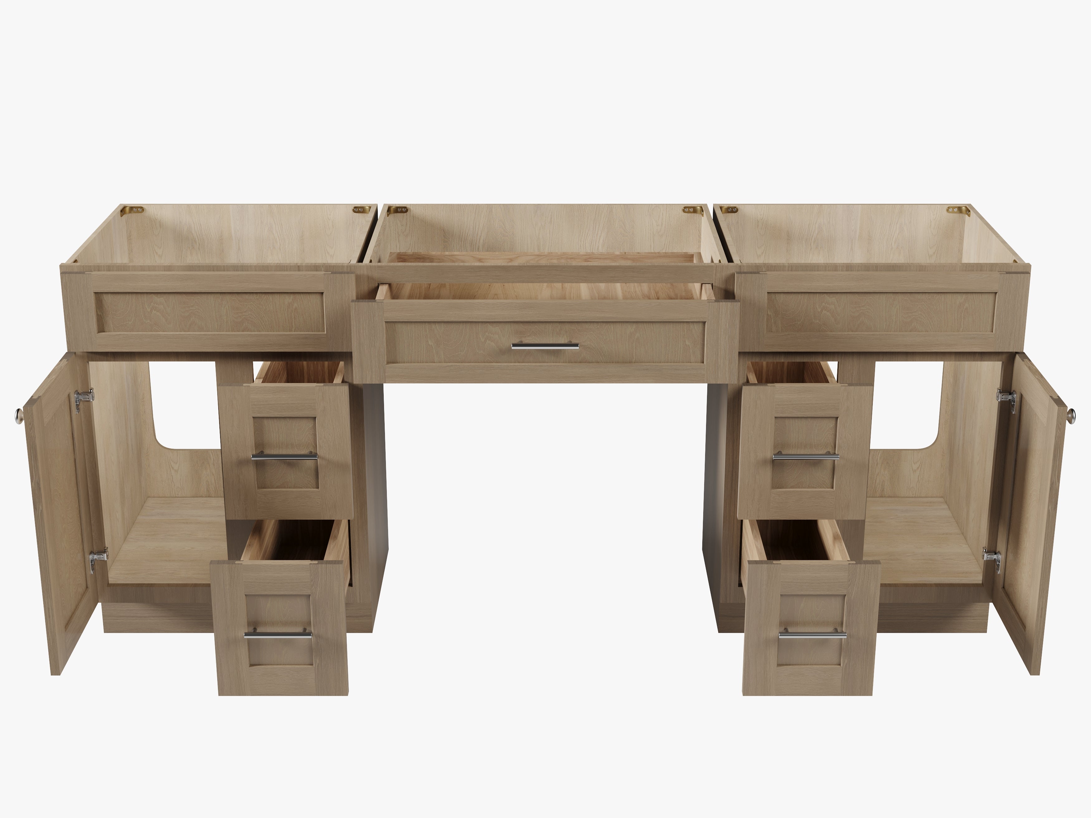 78'' Double Bathroom Vanity Base Only, With 5 Drawers