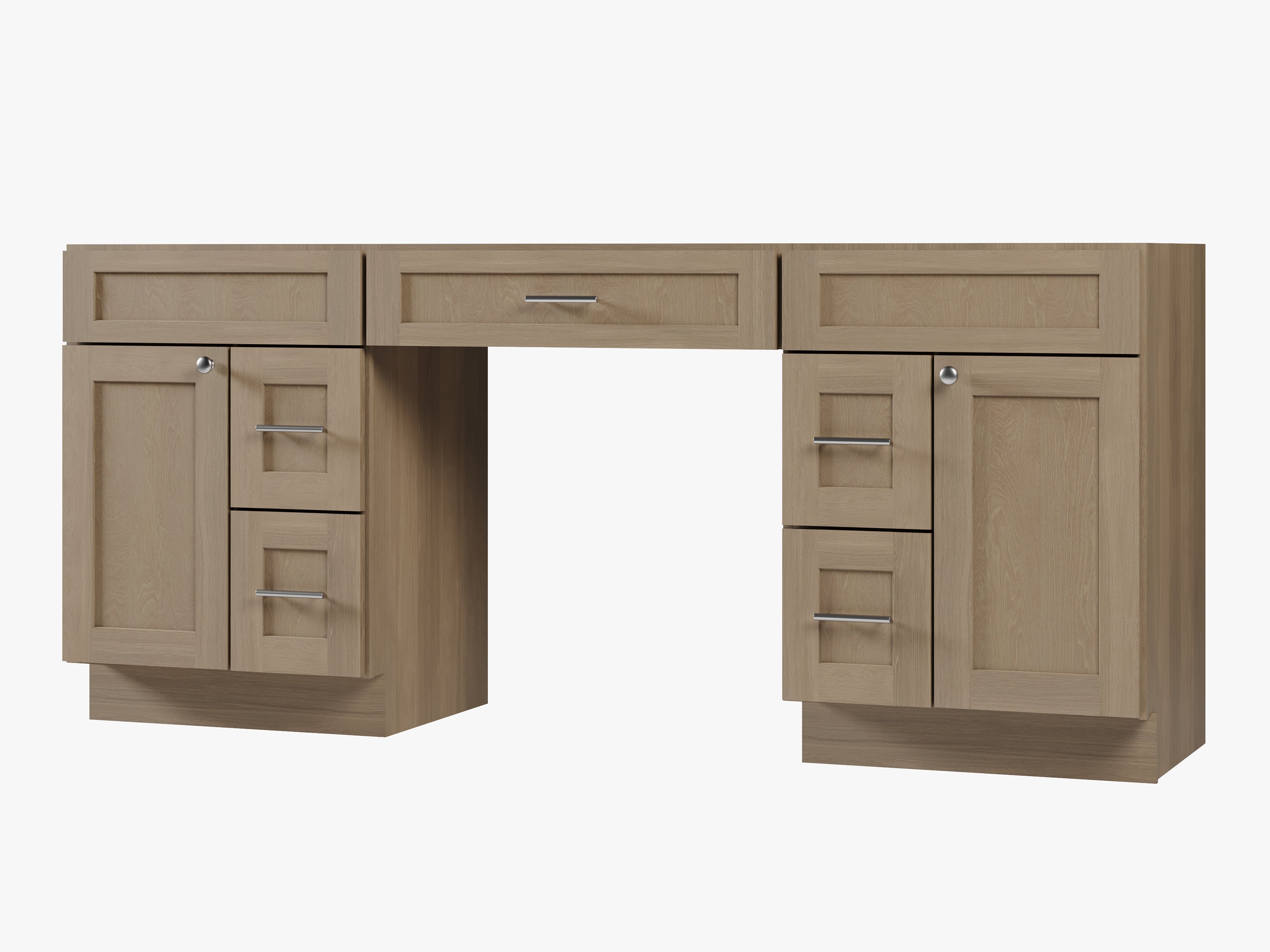 78'' Double Bathroom Vanity Base Only, With 5 Drawers