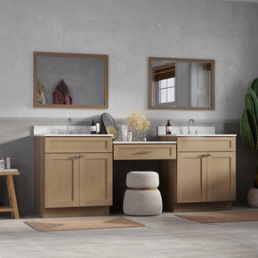 91" Double Bathroom Vanity Desk with Quartz Top