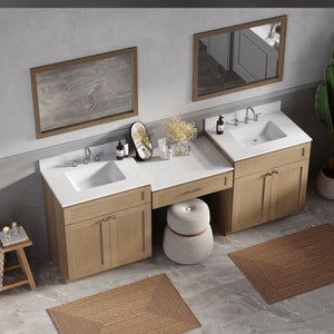 91'' Double Bathroom Vanity Desk  with Quartz Top