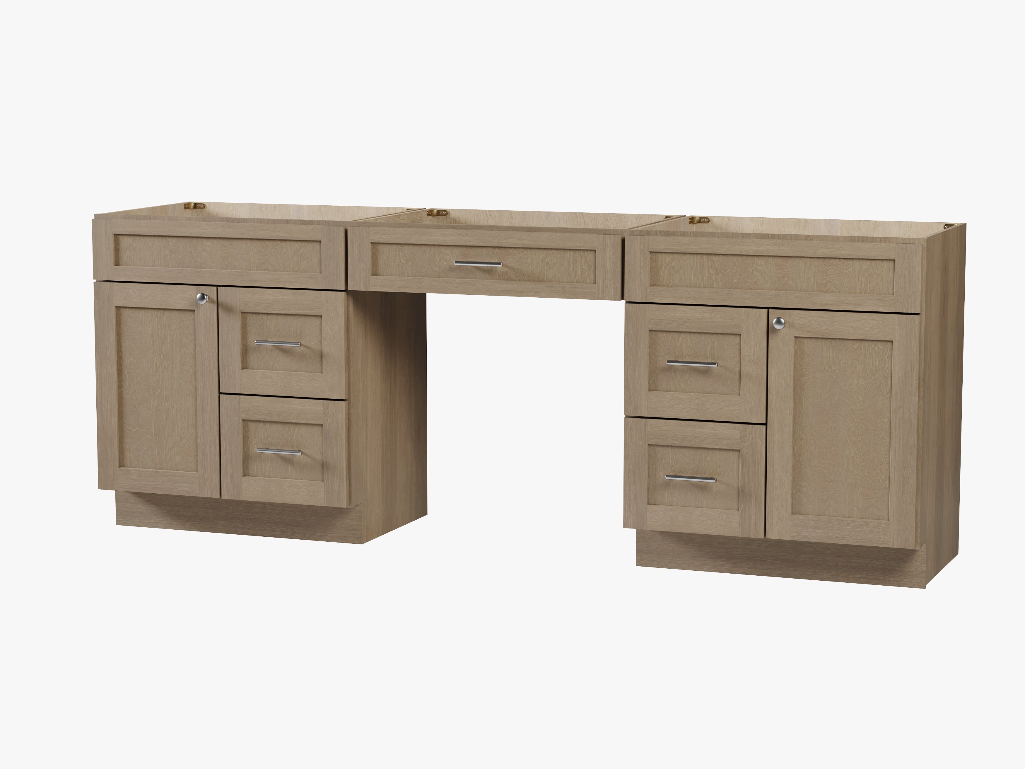 90 Double Bathroom Vanity Base Only With 5 Drawers