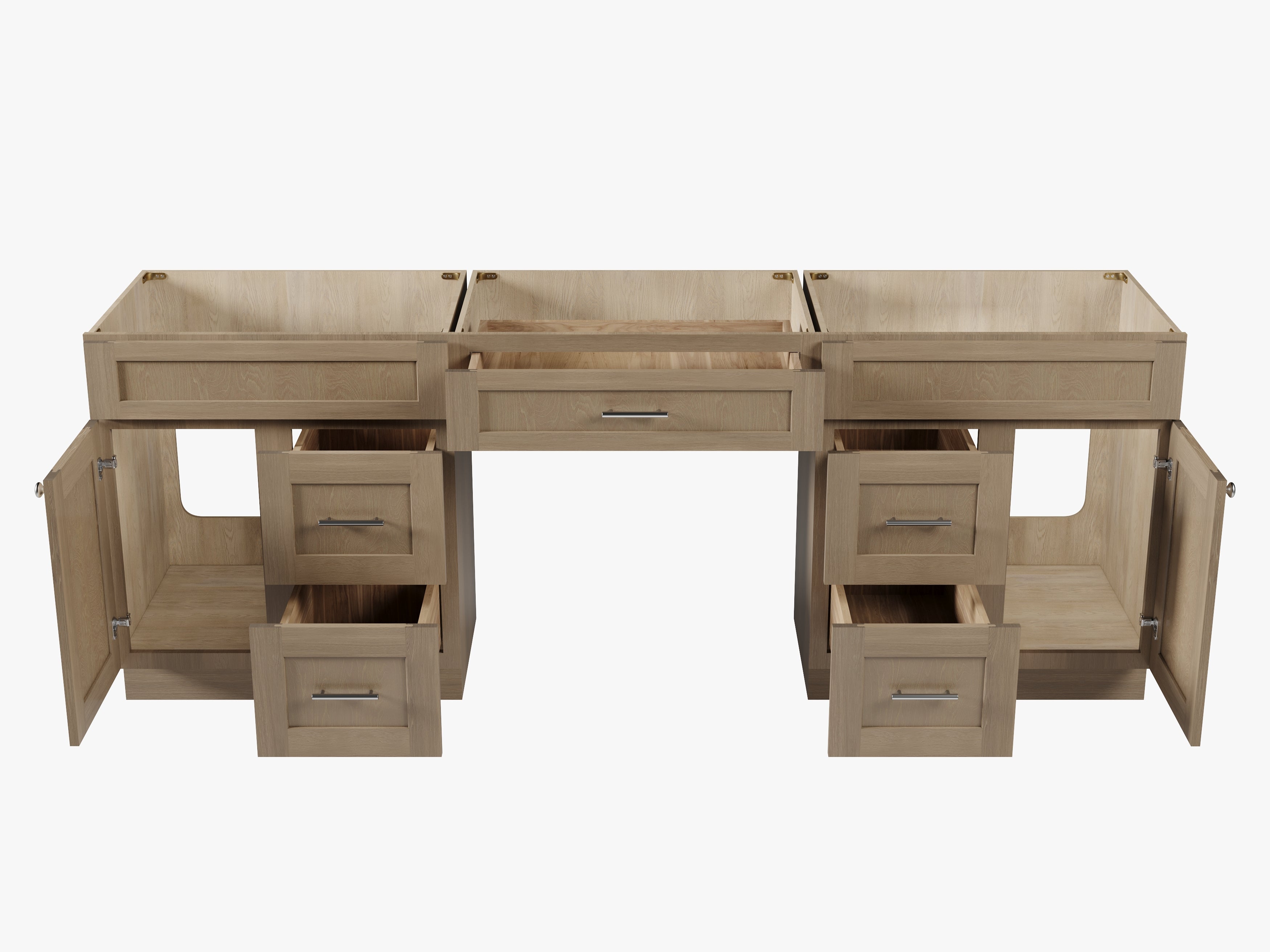 90 Double Bathroom Vanity Base Only With 5 Drawers