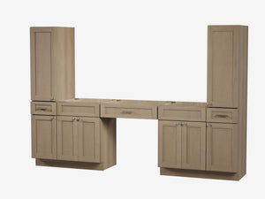 dove linen vanity dresser Disar 54'' Single Bathroom Vanity With Left Tall Linen Cabinet Dovetail Solid Wood Drawer Base Only Gray
