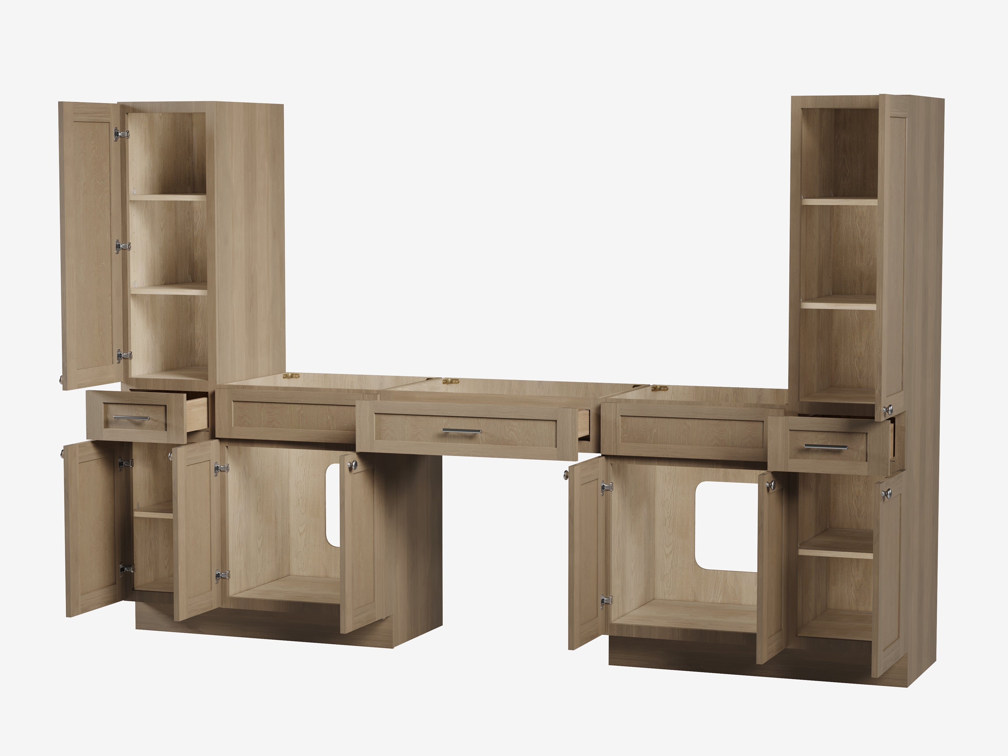 Disar 108'' Double Bathroom Vanity With Tall Linen Cabinet Dovetail Solid Wood Drawer Base Only, Drawer 3