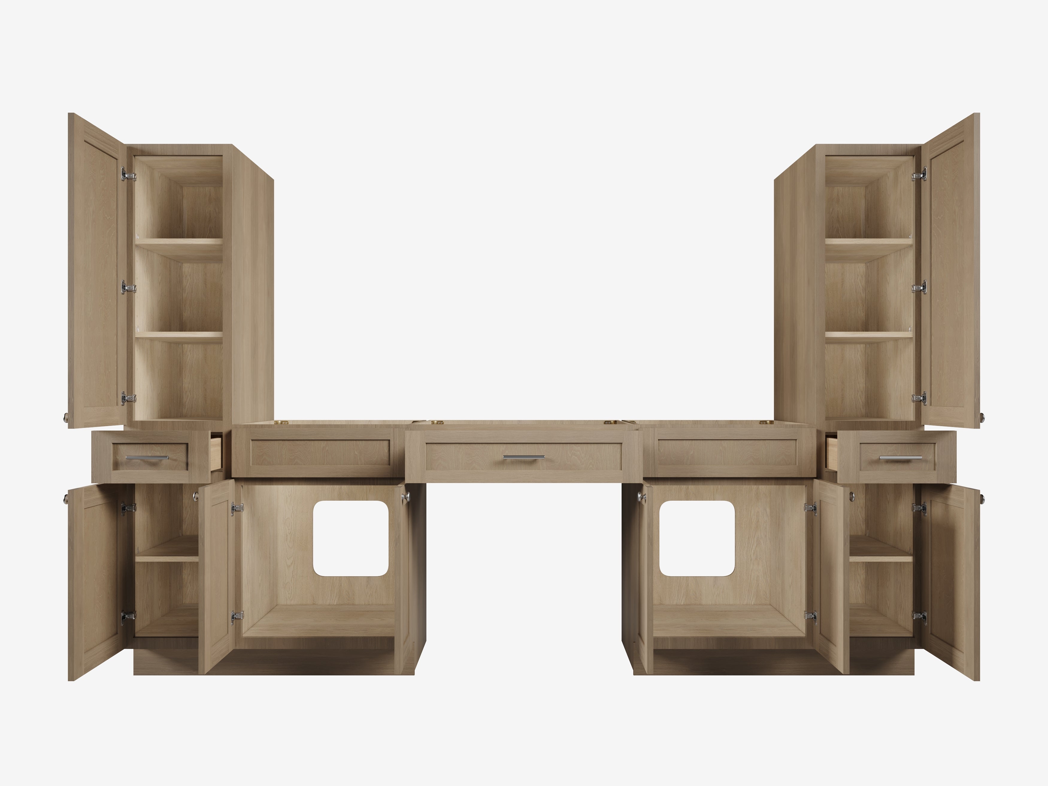 Disar 108'' Double Bathroom Vanity With Tall Linen Cabinet Dovetail Solid Wood Drawer Base Only, Drawer 3