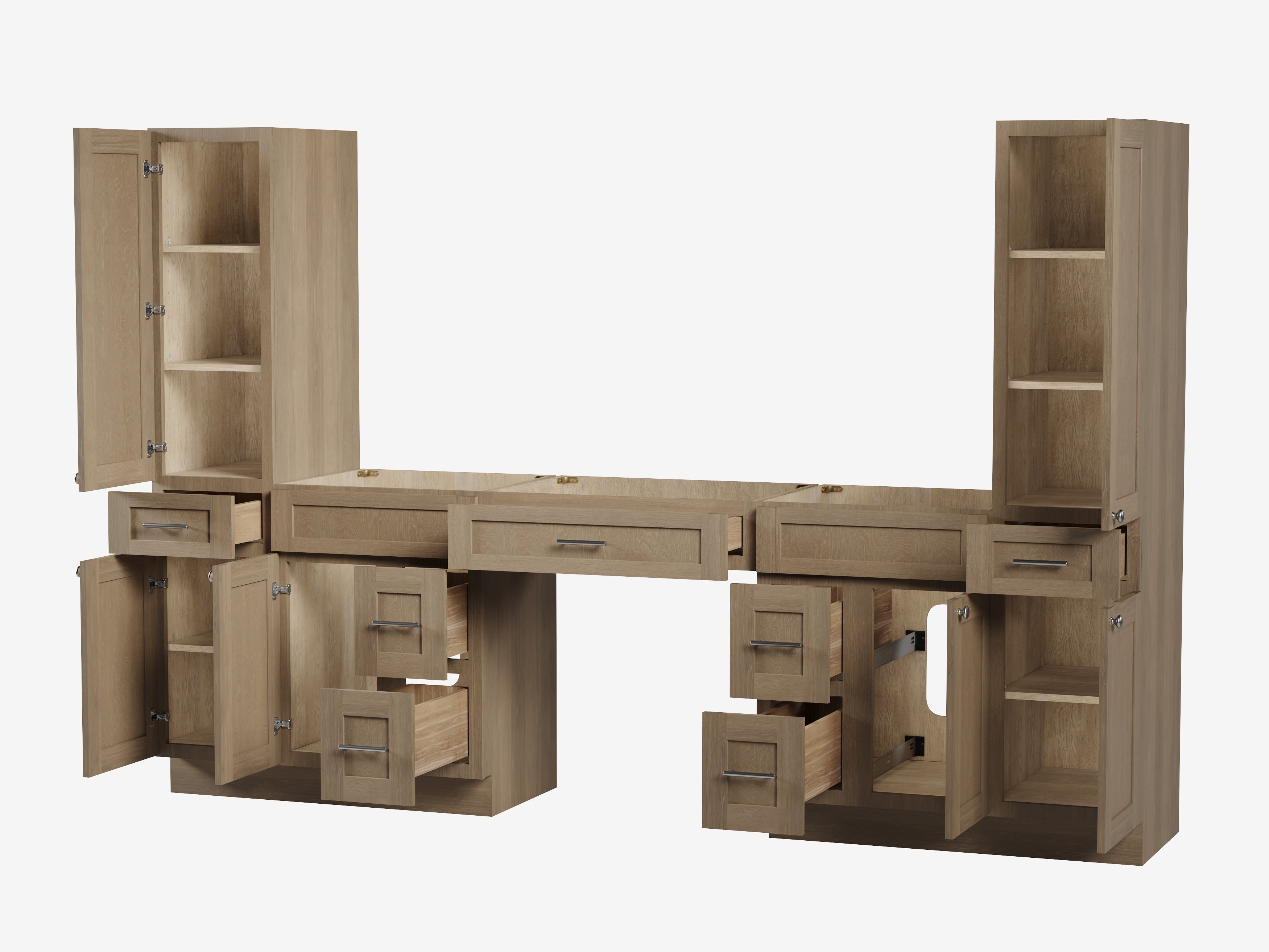 Disar 108'' Double Bathroom Vanity With Tall Linen Cabinet Dovetail Solid Wood Drawer Base Only, Drawer 7