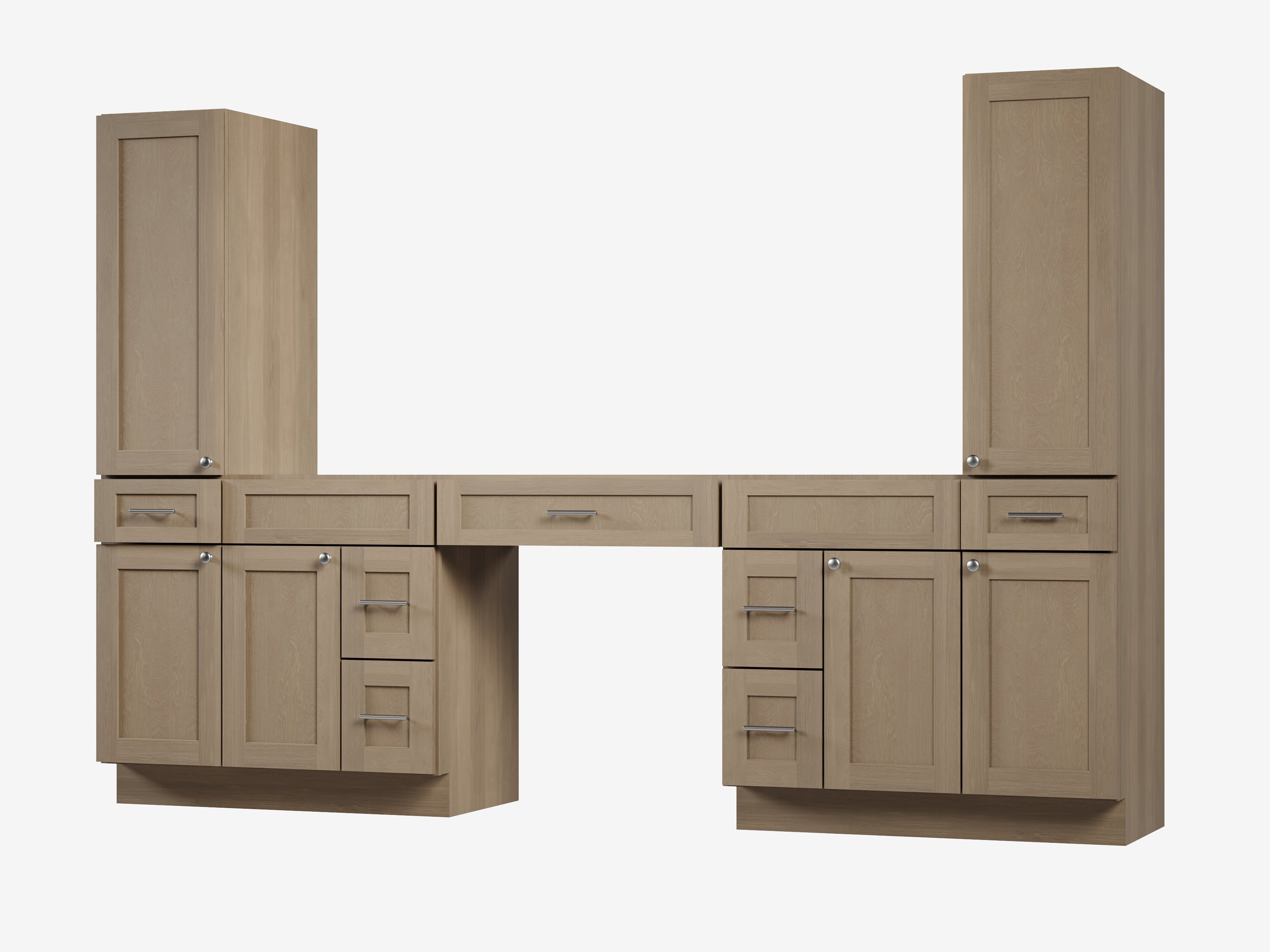 Disar 108'' Double Bathroom Vanity With Tall Linen Cabinet Dovetail Solid Wood Drawer Base Only, Drawer 7