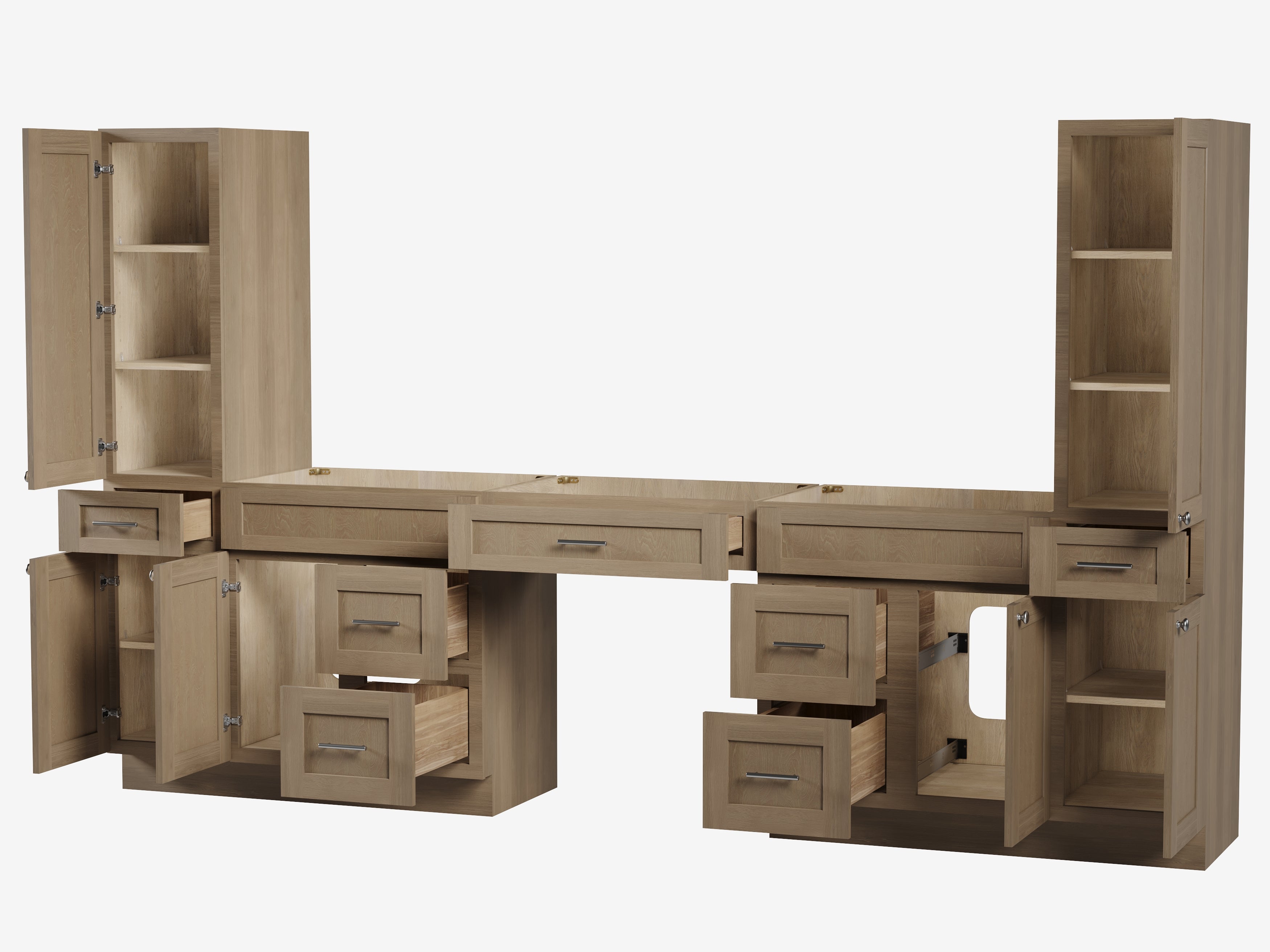 Disar 120'' Double Bathroom Vanity With Tall Linen Cabinet Dovetail Solid Wood Drawer Base Only, Drawer 7