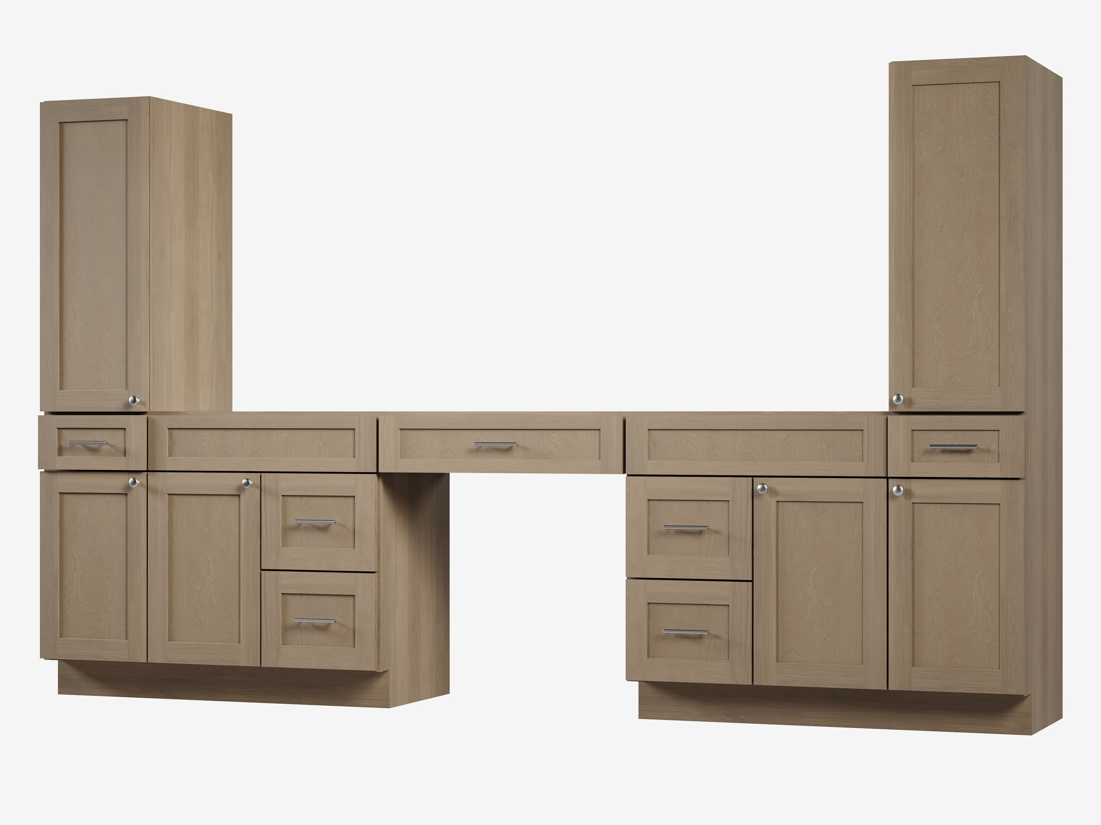 Disar 120'' Double Bathroom Vanity With Tall Linen Cabinet Dovetail Solid Wood Drawer Base Only, Drawer 7