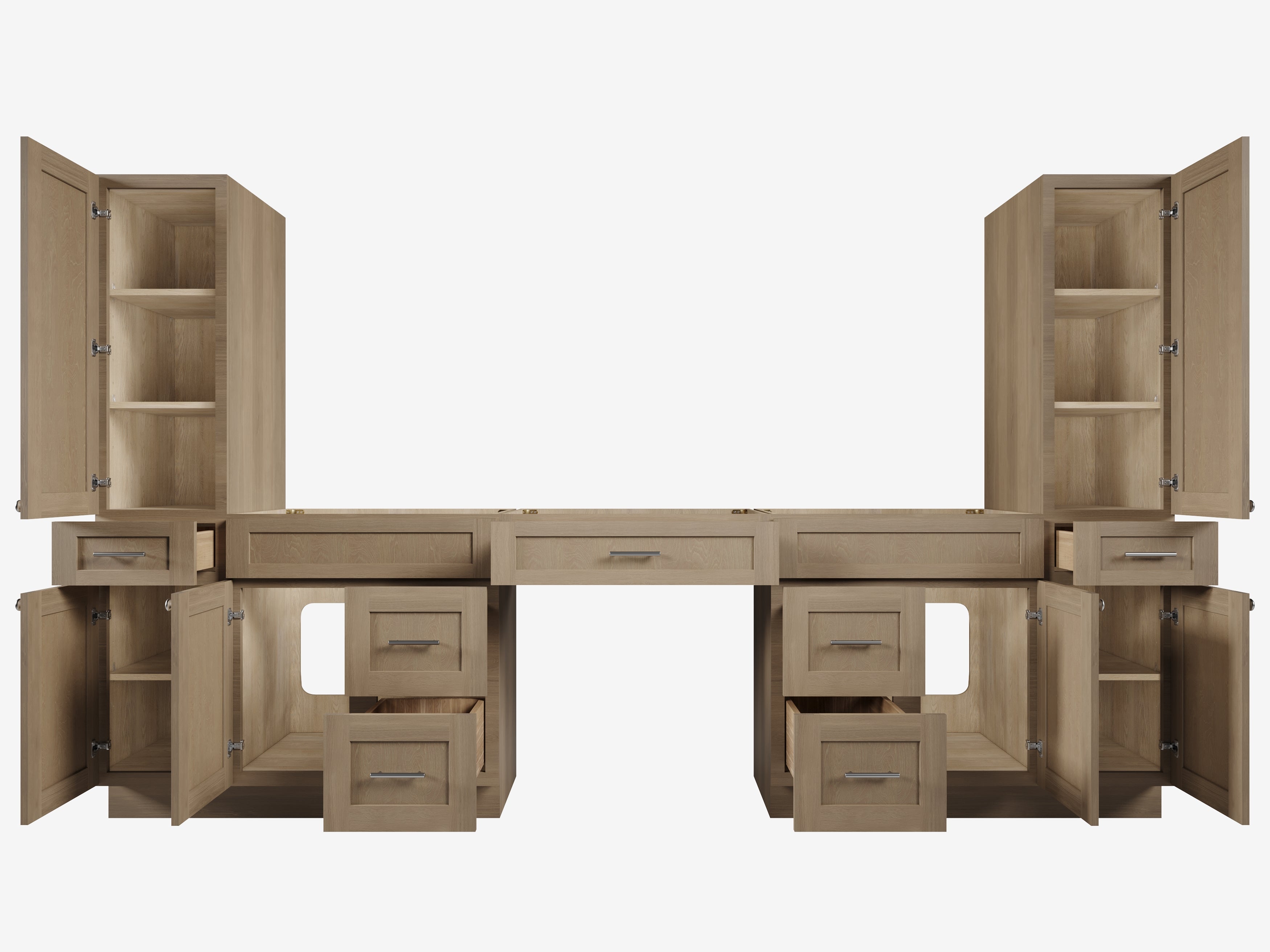 Disar 120'' Double Bathroom Vanity With Tall Linen Cabinet Dovetail Solid Wood Drawer Base Only, Drawer 7