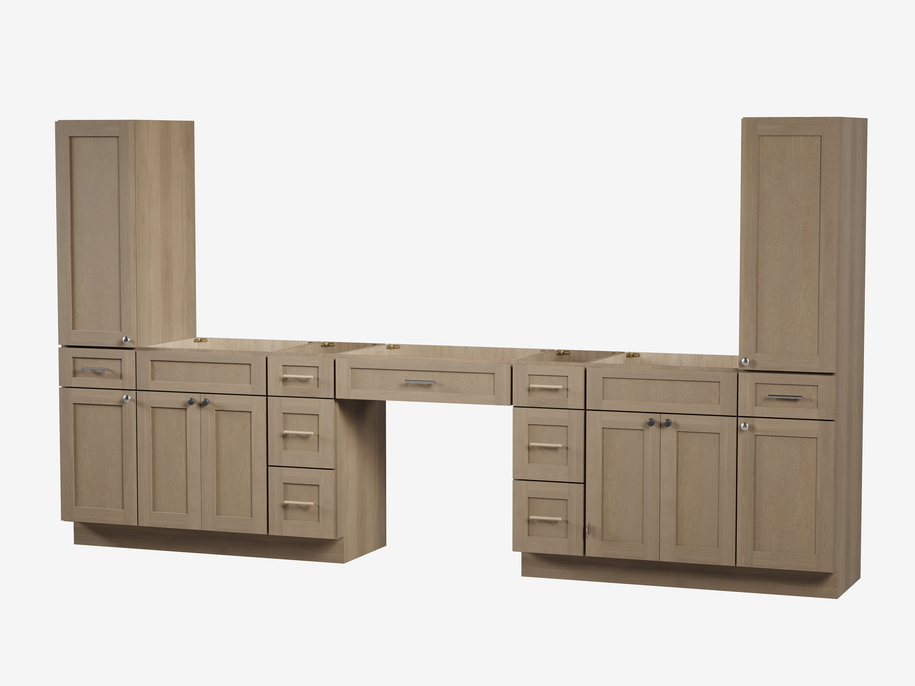 Disar 132'' Double Bathroom Vanity With Tall Linen Cabinet Dovetail Solid Wood Drawer Base Only, Drawer 9