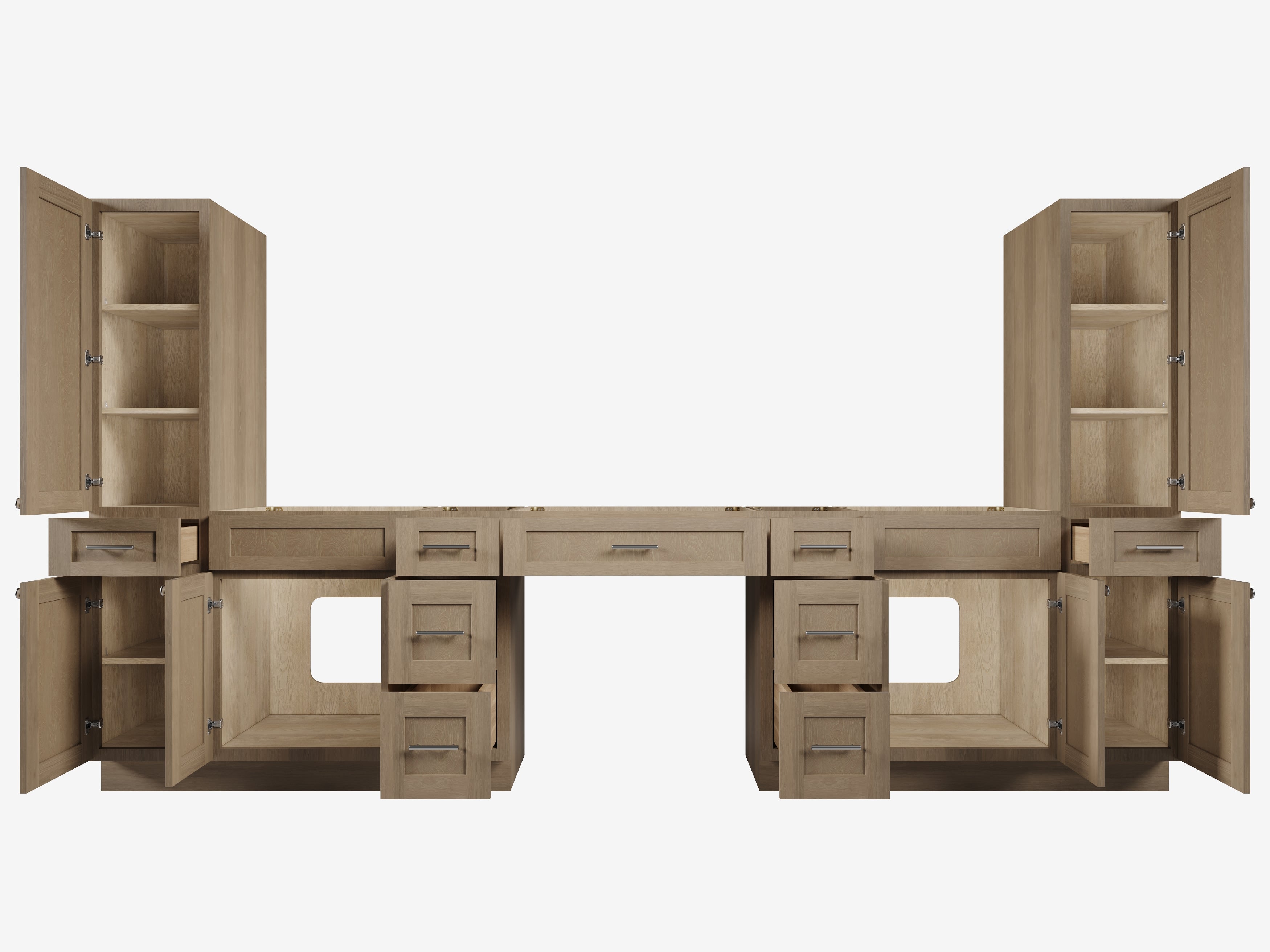 Disar 132'' Double Bathroom Vanity With Tall Linen Cabinet Dovetail Solid Wood Drawer Base Only, Drawer 9