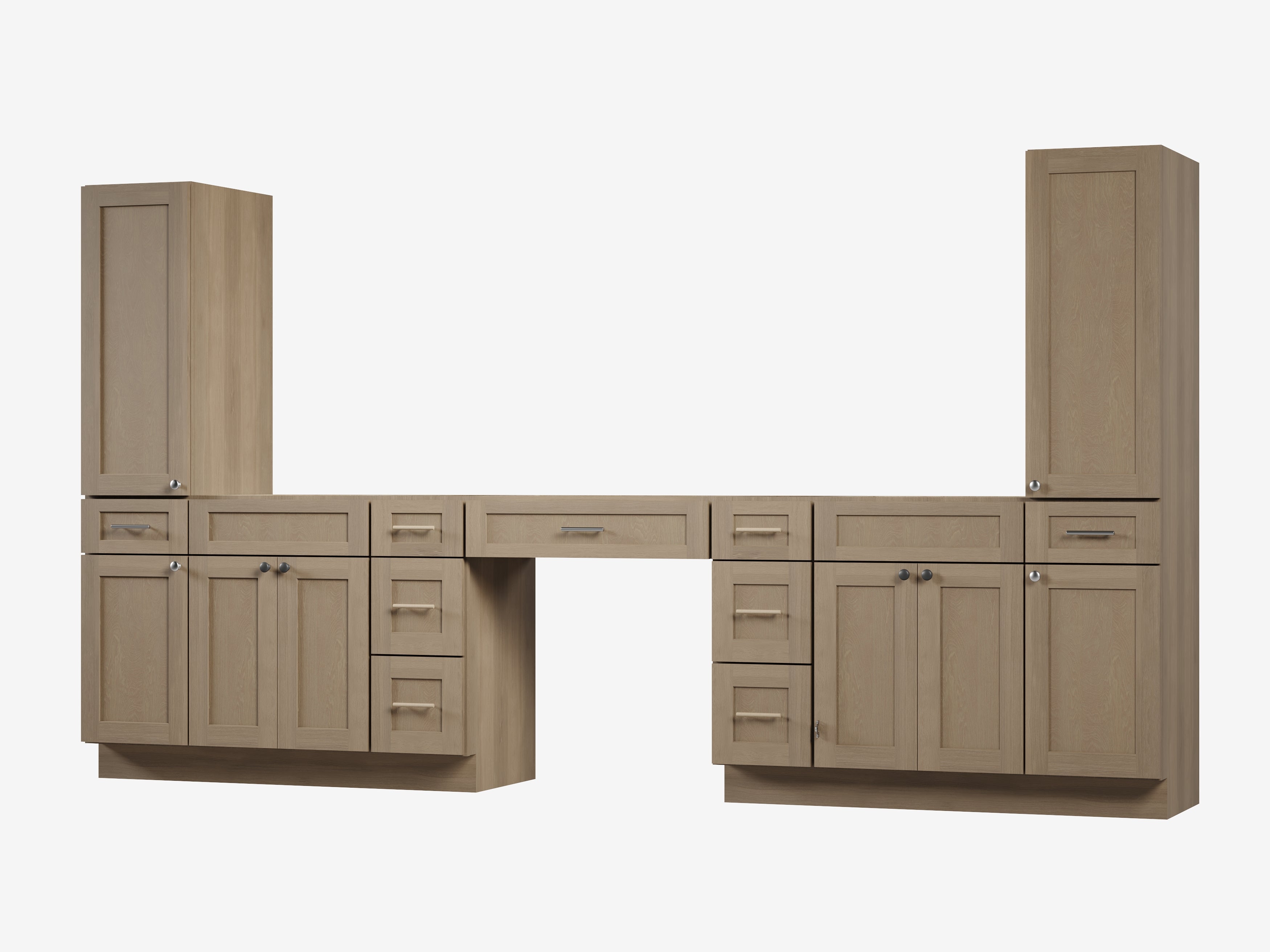 Disar 132'' Double Bathroom Vanity With Tall Linen Cabinet Dovetail Solid Wood Drawer Base Only, Drawer 9