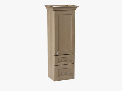 [color:Natural Oak] 15'' Countertop Tall Bathroom Cabinet With Drawer - Natural Oak finish view