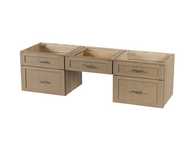 [color:Natural Oak] 72" Floating Wall Mounted Double Bathroom Vanity With Desk, Without Top - Natural Oak front view