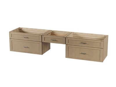 [color:Natural Oak] 96" Floating Wall Mounted Double Bathroom Vanity With Desk, Without Top - Natural Oak front view