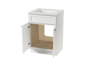 Disar 24" Quartz Top White Bathroom Vanity Single Sink
