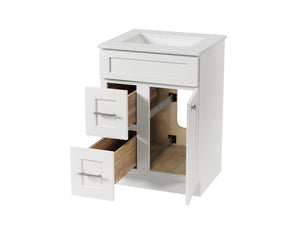 Disar 24" drawer left White Bathroom Vanity Sink with Quartz Top