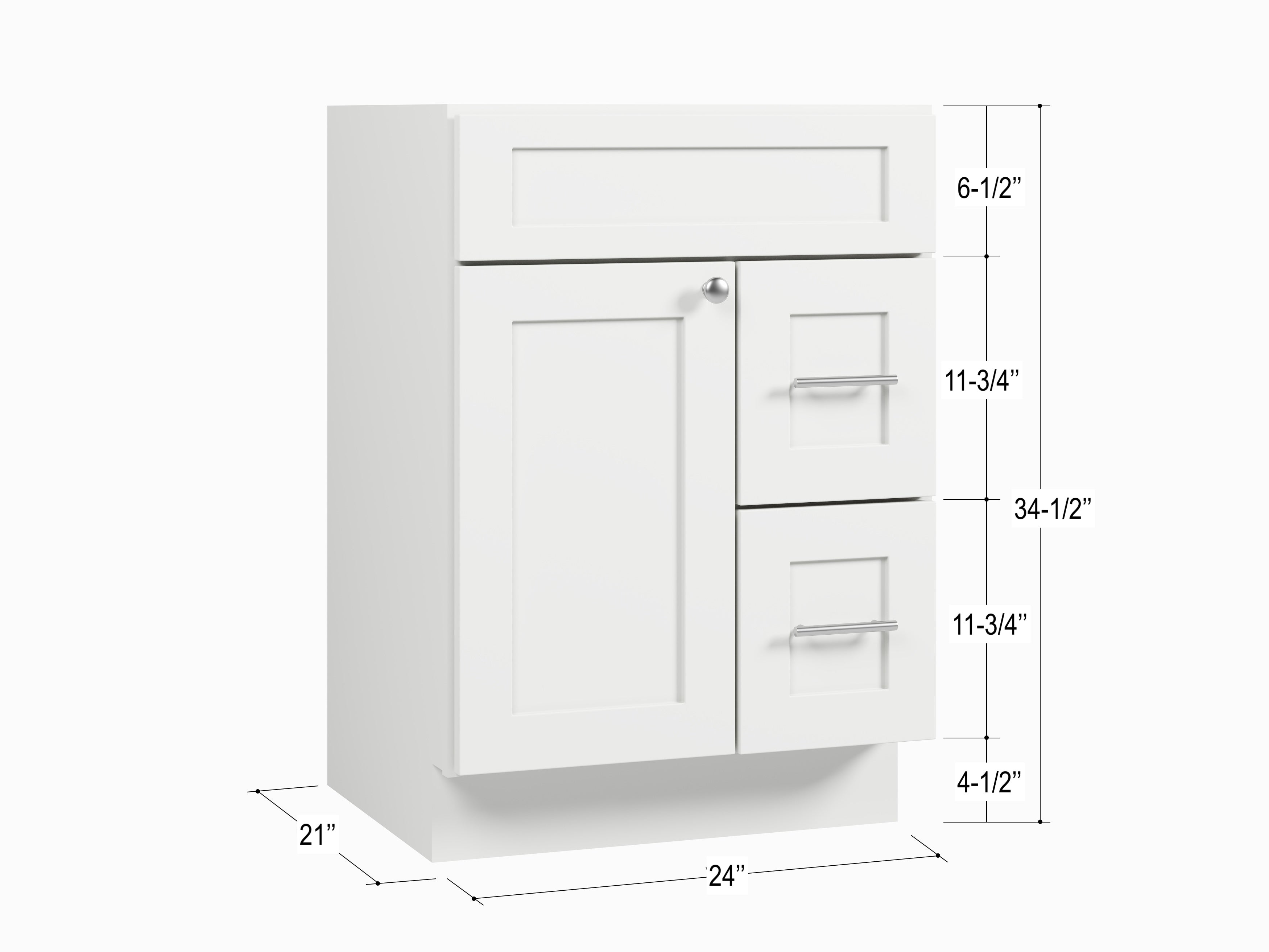 24'' Single Bathroom Vanity Base Only Drawer Right