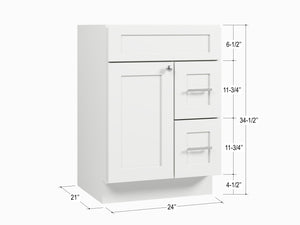 24'' Single Bathroom Vanity Base Only Drawer Right