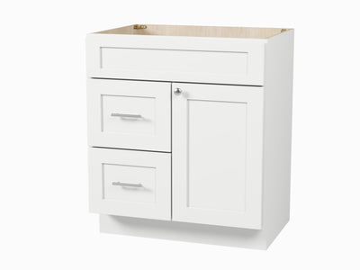 [color:White] 30'' Bathroom Vanity With Left Drawer, Base Only - front view