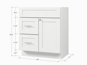 Disar 30'' Bathroom Vanity With Left Drawer Base Only