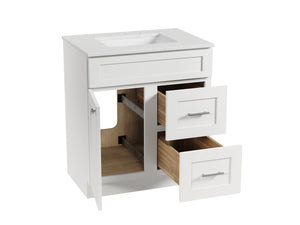 Disar 30 x 21 Inch Drawer Right  Bathroom Vanity White Single Sink