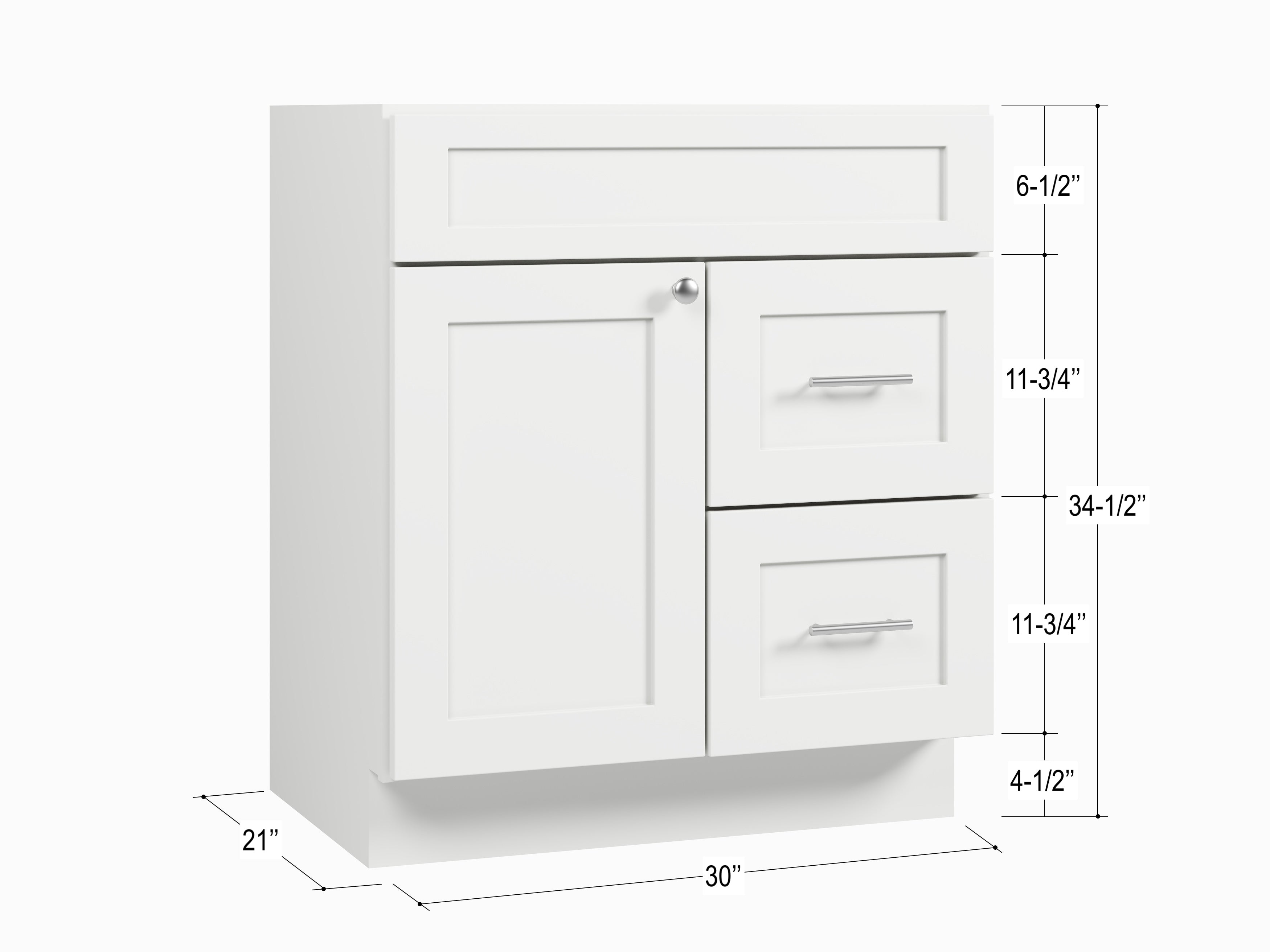 Disar 30'' Bathroom Vanity With Drawer Right Base Only